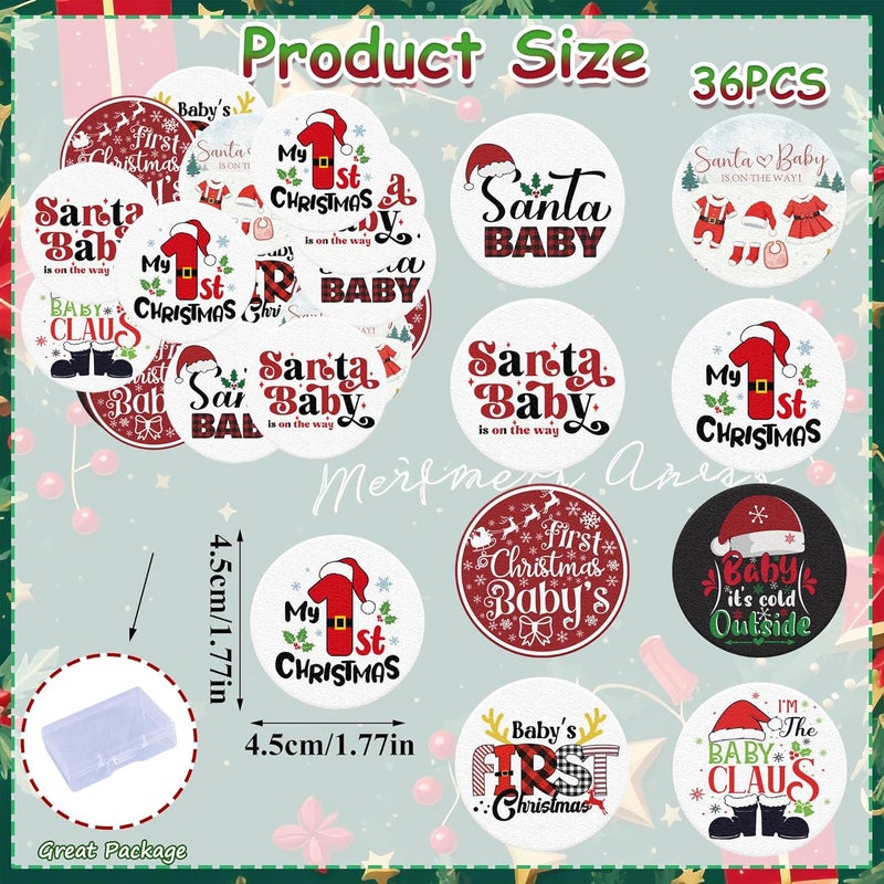 Fyeoxle 36PCS Edible My 1st Christmas Cupcake Toppers Wafer Paper Santa Baby Cupcake Toppers Christmas Cake Picks for Xmas Theme Party Baby Shower Birthday Supplies - Image 2